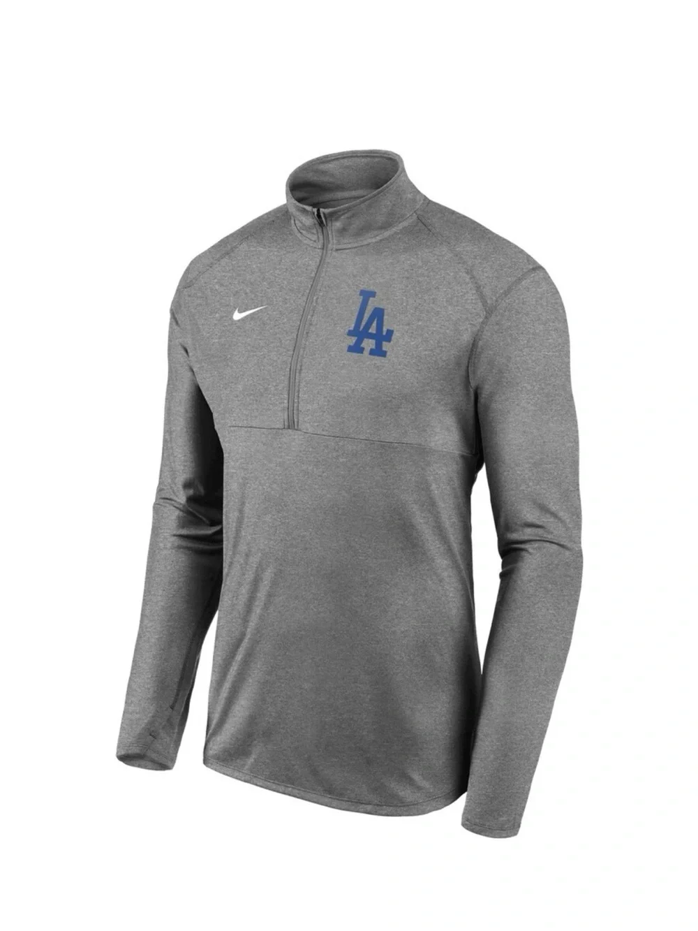 MLB Nike Los Angeles Dodgers Logo Gray Quarter-Zip Performance Pullover Jacket